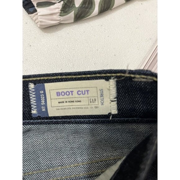 Gap Mid Rise Boot Cut Jeans Womens Sz 24R 0R Blue Dark Wash Low Rise 5 Pocket - Picture 12 of 16